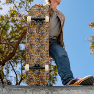 Tijgerkop op tijgerhuid Animal Print Design Persoonlijk Skateboard