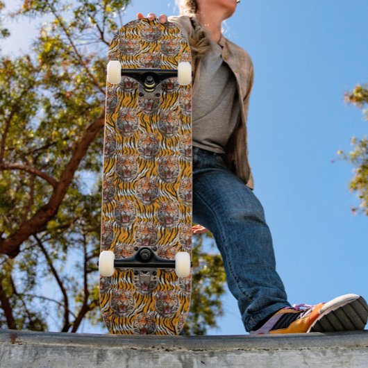 Tijgerkop op tijgerhuid Animal Print Design Persoonlijk Skateboard
