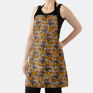 Tijgerkop op tijgerhuid Animal Print Design Schort