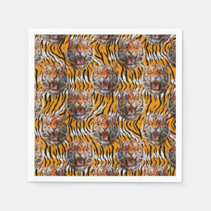 Tijgerkop op tijgerhuid Animal Print Design Servet