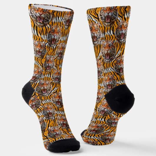 Tijgerkop op tijgerhuid Animal Print Design Sokken