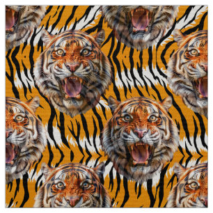Tijgerkop op tijgerhuid Animal Print Design Stof