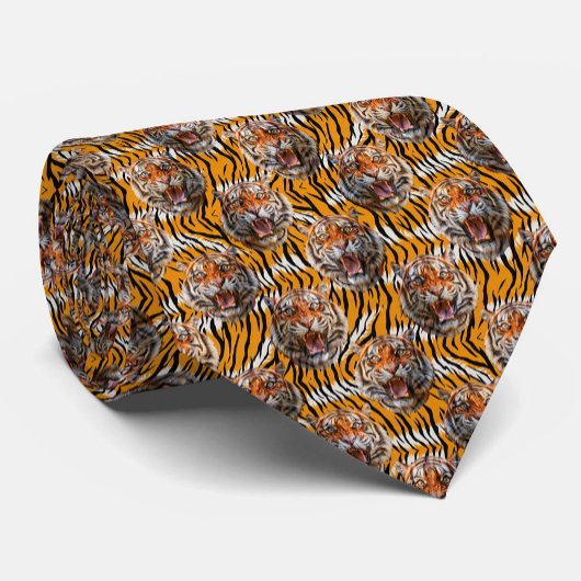 Tijgerkop op tijgerhuid Animal Print Design Stropdas
