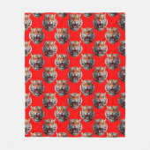 Tijgerkop Patroon Ontwerp Rood Fleece Deken (Voorkant)