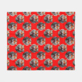 Tijgerkop Patroon Ontwerp Rood Fleece Deken (Voorkant (Horizontaal))