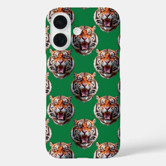 Tijgerkop Patroonontwerp Groen Case-Mate iPhone Case (Achterkant)