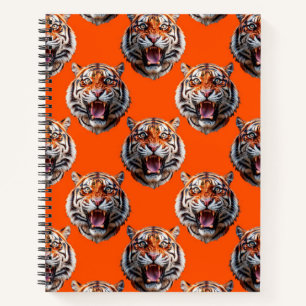 Tijgerkop Patroonontwerp Oranje  Notitieboek