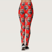 Tijgerkop Patroonontwerp Rood Leggings (Achterkant)