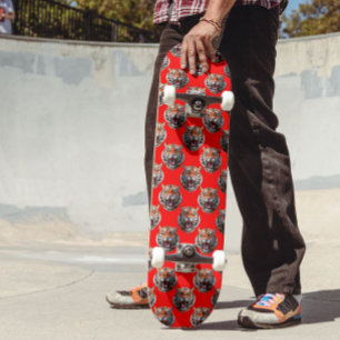 Tijgerkop Patroonontwerp Rood Persoonlijk Skateboard