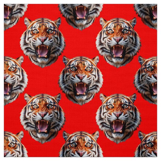 Tijgerkop Patroonontwerp Rood Stof (Swatch)