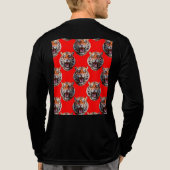 Tijgerkop Patroonontwerp Rood Tri-Blend Shirt (Achterkant volledig)