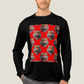 Tijgerkop Patroonontwerp Rood Tri-Blend Shirt (Voorkant volledig)
