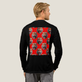 Tijgerkop Patroonontwerp Rood Tri-Blend Shirt (Achterkant)
