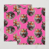 Tijgerkop Patroonontwerp Roze Briefkaart (Voorkant / Achterkant)