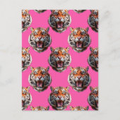 Tijgerkop Patroonontwerp Roze Briefkaart (Voorkant)