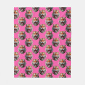 Tijgerkop Patroonontwerp Roze Fleece Deken (Voorkant)