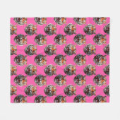 Tijgerkop Patroonontwerp Roze Fleece Deken (Voorkant (Horizontaal))