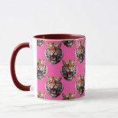 Tijgerkop Patroonontwerp Roze Mok (Links)