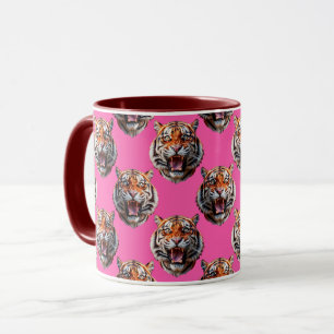 Tijgerkop Patroonontwerp Roze Mok