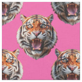 Tijgerkop Patroonontwerp Roze Stof (Close Up)