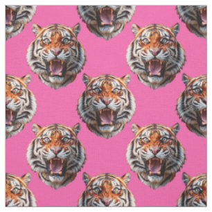 Tijgerkop Patroonontwerp Roze Stof