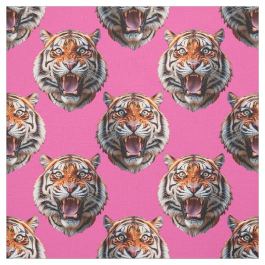 Tijgerkop Patroonontwerp Roze Stof (Swatch)
