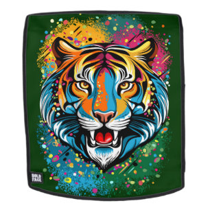 Tijgerkop Regenboog kleuren verf vlekken Rugtassen
