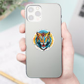 Tijgerkop Regenboog kleuren verf vlekken Sticker (Telefoon)