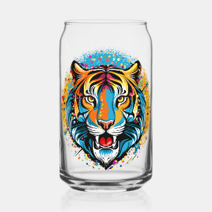 Tijgerkop Regenboogkleuren verf vlekken Blikvorm Glas
