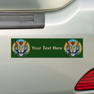 Tijgerkop Regenboogkleuren verf vlekken Bumpersticker