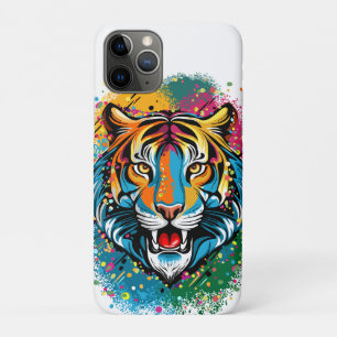 Tijgerkop Regenboogkleuren verf vlekken Case-Mate iPhone Case