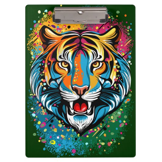 Tijgerkop Regenboogkleuren verf vlekken Klembord (Voorkant)