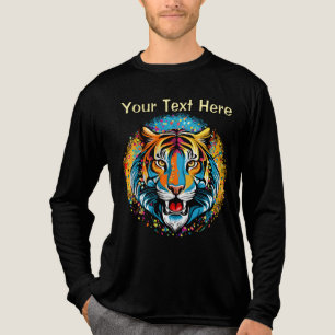Tijgerkop Regenboogkleuren verf vlekken Tri-Blend Shirt