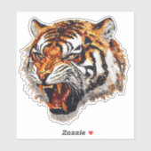 Tijgerkop Snarling Faux Sequin glitter Sticker (Vel)