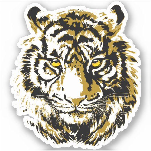 Tijgerkop sticker - Beige Tijger Sticker (Voorkant)