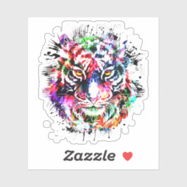 Tijgerkop sticker - Kleurrijke Tijger Sticker