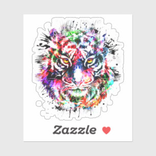 Tijgerkop sticker - Kleurrijke Tijger Sticker