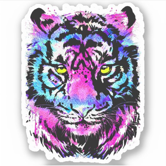 Tijgerkop sticker - Roze Tijger Sticker (Voorkant)