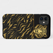 Tijgerkop tijgerstrepen zwart goud Case-Mate iPhone case (Achterkant (horizontaal))