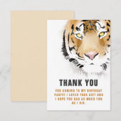 Tijgerkop Watercolor Verjaardag Bedankkaart (Voorkant / Achterkant)