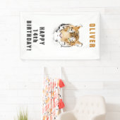 Tijgerkop Watercolor Verjaardagsnaam Spandoek (Insitu)