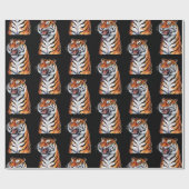 Tijgerkop Zwart Trendy Cadeaupapier (Vlak)