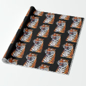 Tijgerkop Zwart Trendy Cadeaupapier (Uitgerold)