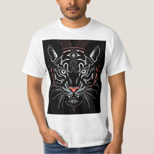 Tijgerkopillustratie T-shirt