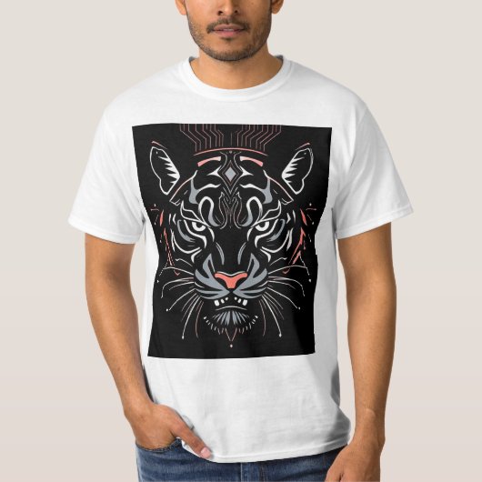 Tijgerkopillustratie T-shirt (Voorkant)