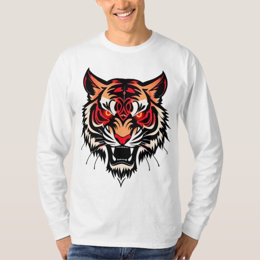 Tijgerkopillustratie T-shirt (Voorkant)
