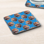 Tijgerkoppatroonontwerp Blauw Bier Onderzetter (Linkerzijde)