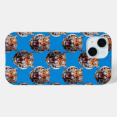 Tijgerkoppatroonontwerp Blauw Case-Mate iPhone Case (Achterkant (horizontaal))