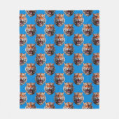 Tijgerkoppatroonontwerp Blauw Fleece Deken (Voorkant)