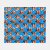 Tijgerkoppatroonontwerp Blauw Fleece Deken (Voorkant (Horizontaal))
